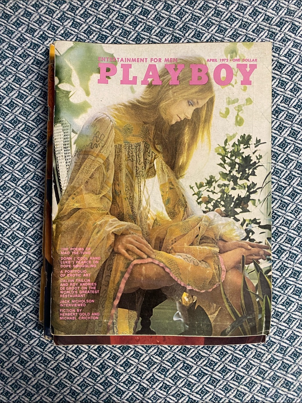 1972 PLAYBOY Magazine with Pink Masthead and Soft Yellow Cover Art